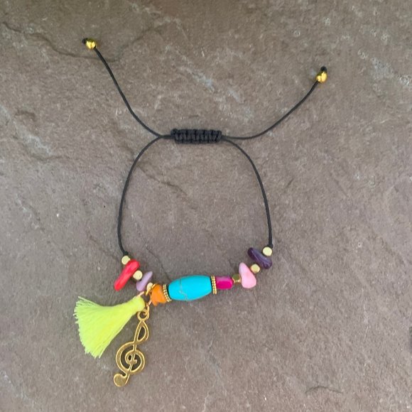 Boho Adjustable beaded tassel bracelet - Picture 1 of 7